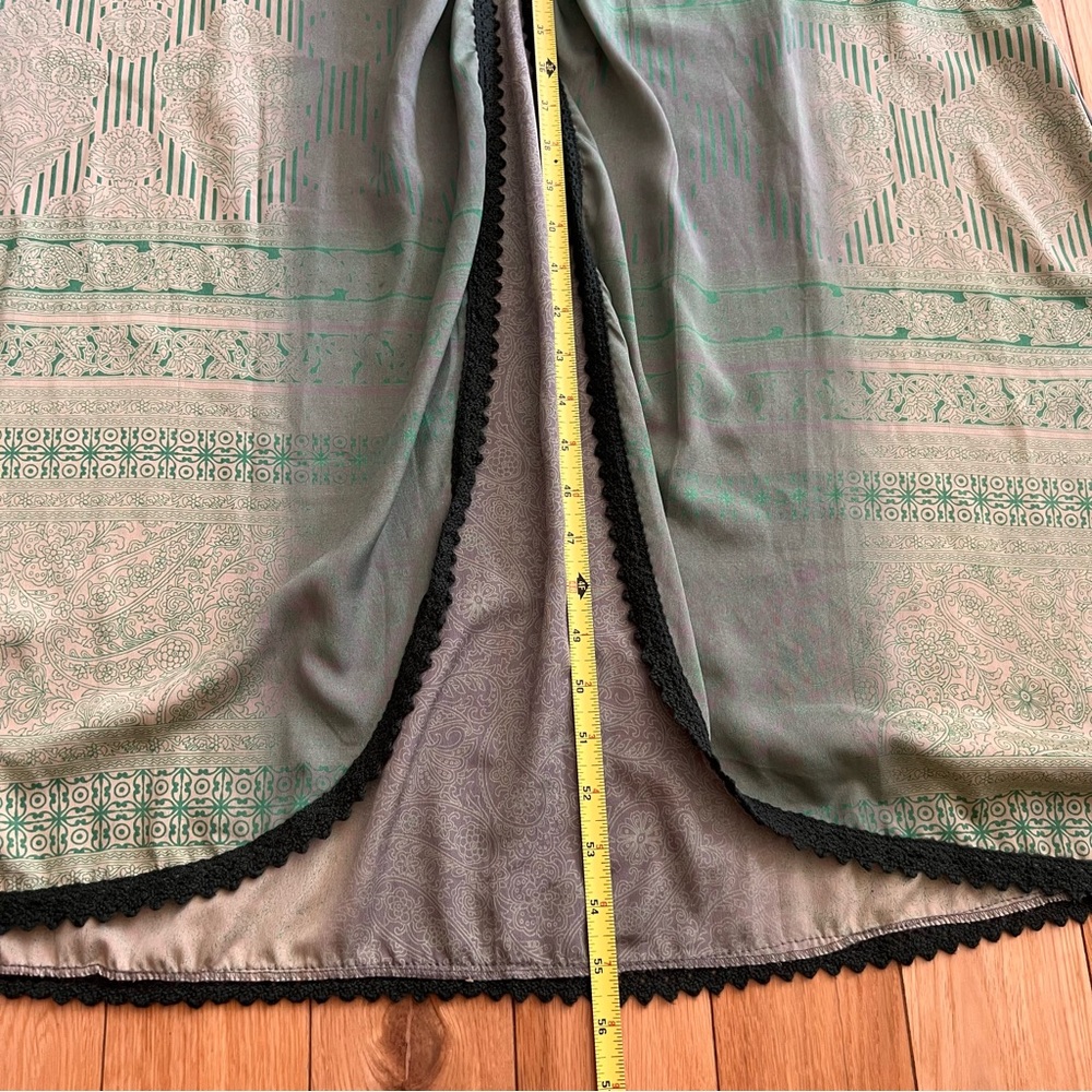 Karma Highway Green Maxi Open Tie Front Elastic Waist Top One Size - Picture 5 of 10